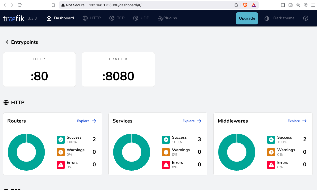 Traefik dashboard