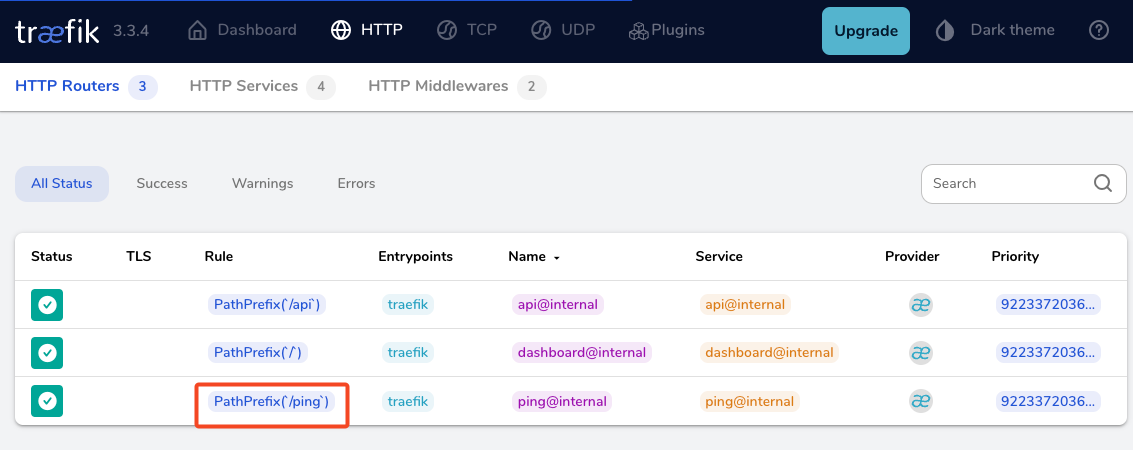 Traefik Ping